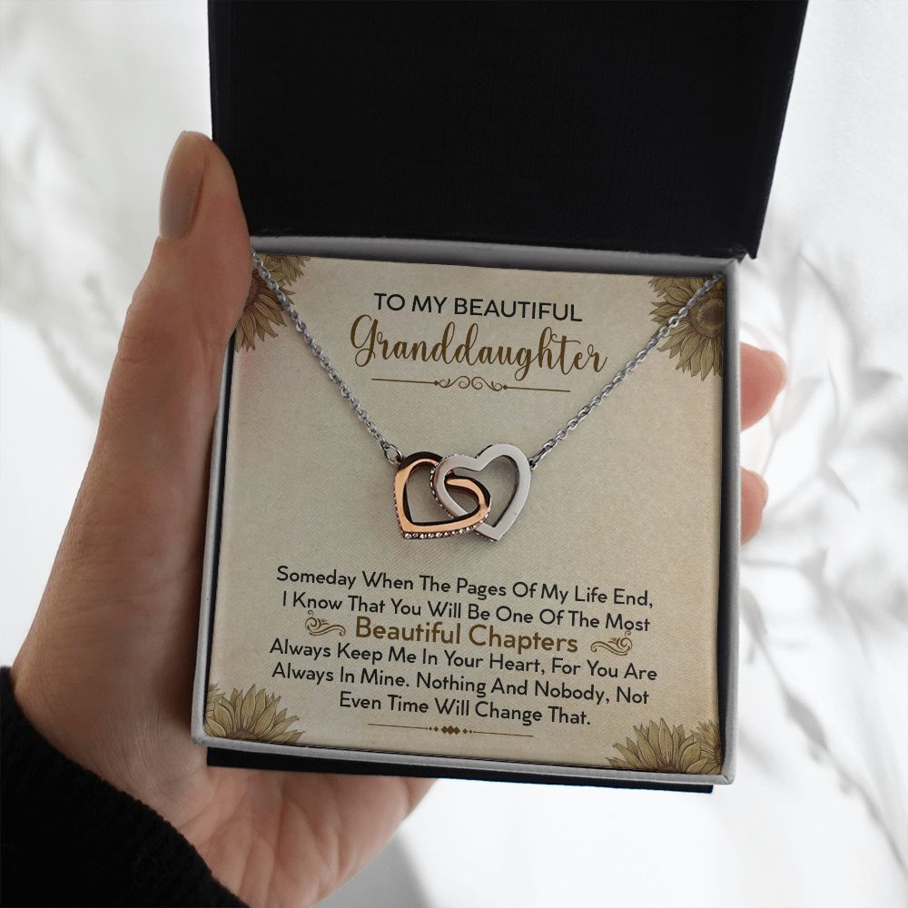 To My Beautiful Granddaughter - Always Keep Me In Your Heart - Interlocking Hearts Necklace