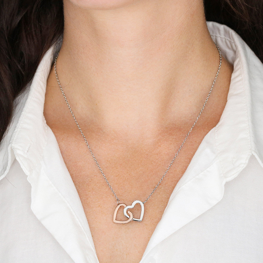 To My Beautiful Granddaughter - This Old Lion Will Always Have Your Back - Interlocking Hearts Necklace