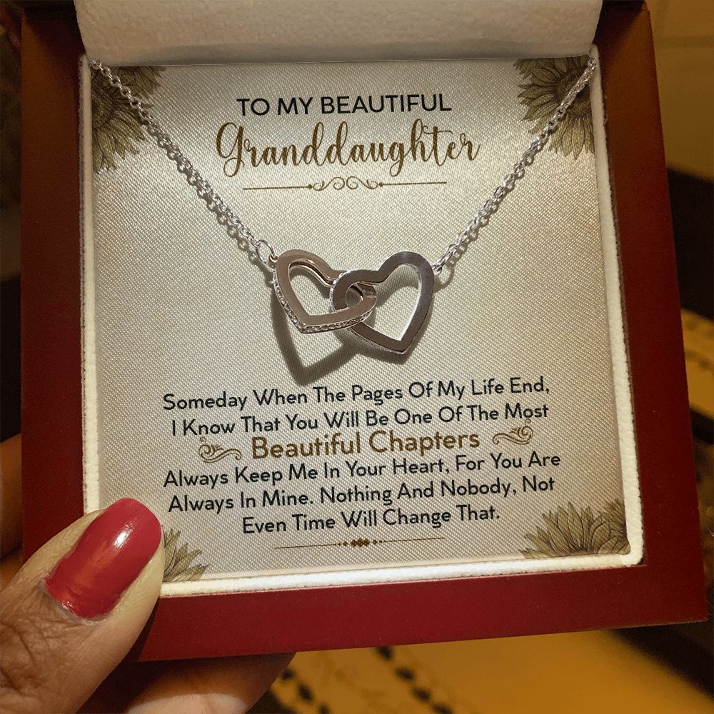 To My Beautiful Granddaughter - Always Keep Me In Your Heart - Interlocking Hearts Necklace
